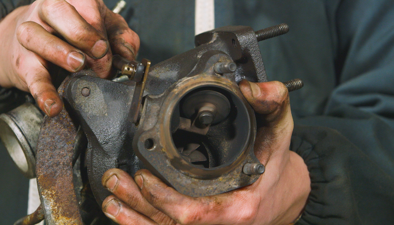 The wastegate shown here diverts exhaust gases around the turbine wheel . Photo: Jared Auslander